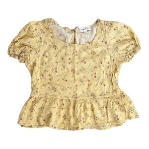 Hippie Rose Pastel Yellow Floral Blouse